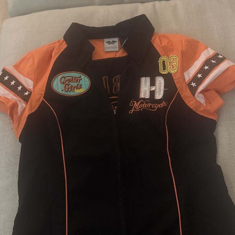 VINTAGE HARLEY DAVIDSON CRUISER GIRLS MOTORCYCLE SHIRT SZ WOMEN'S large